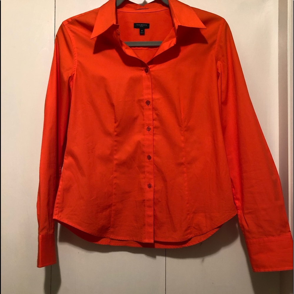 Women's Orange Button-Up Shirt